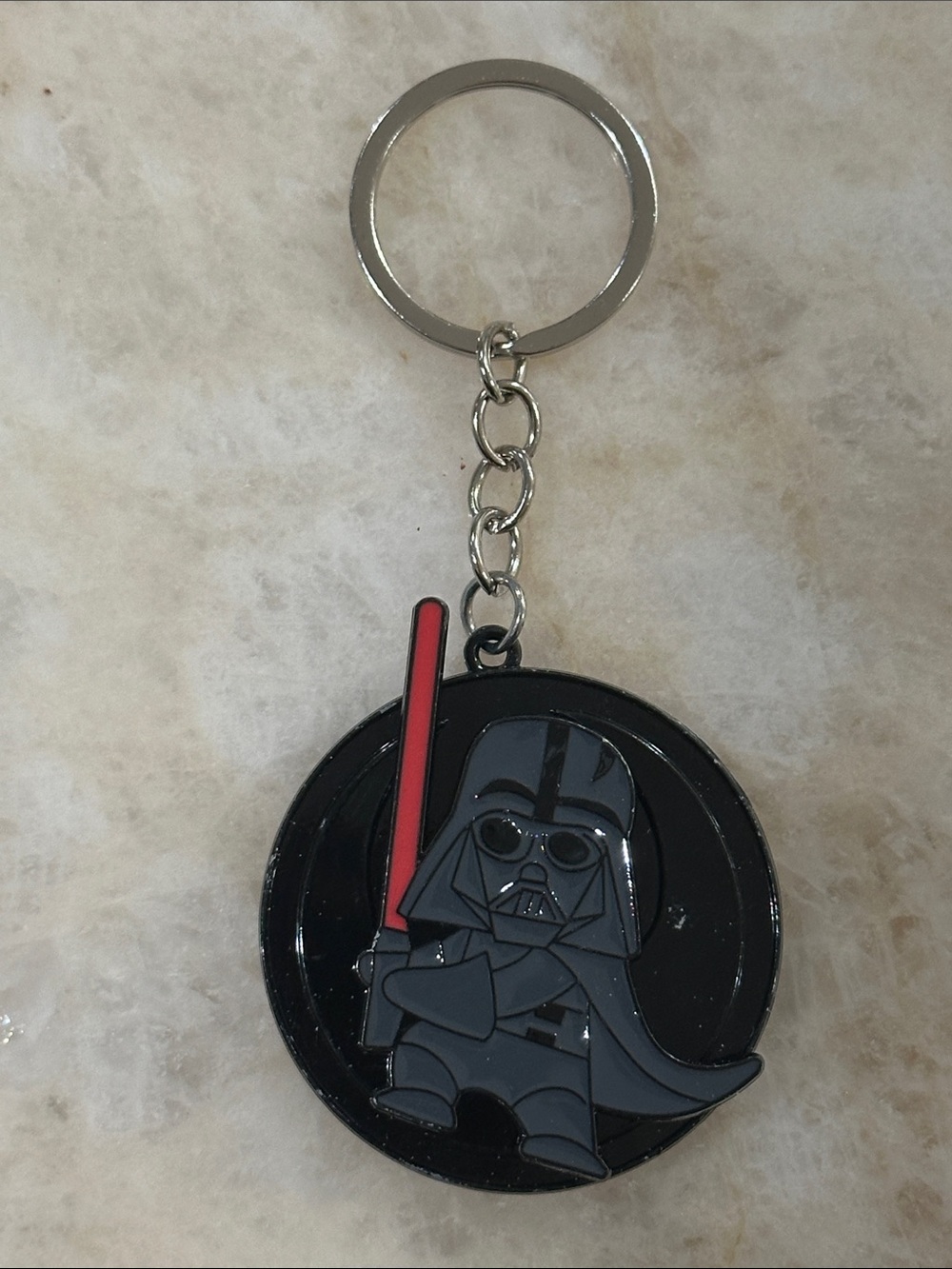 Spinning Darth Vader Red Lightsaber Keychain - Black